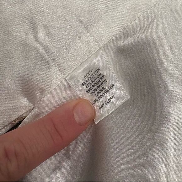 White House Black Market White Gold Embroidered Satin Bustier Crop Top - Picture 5 of 7